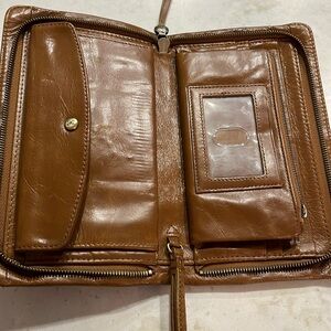 Cognac Hobo Wristlet